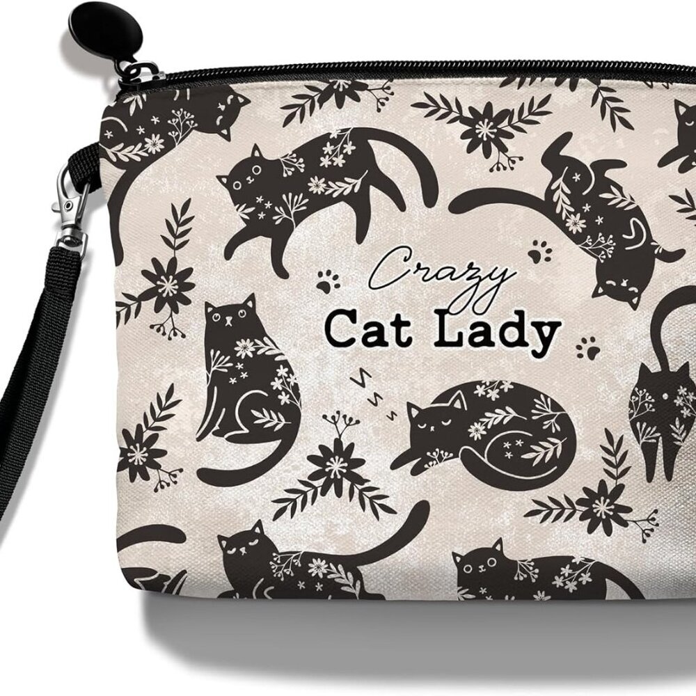 Black Cat Makeup Bag,Cosmetic Bag Zipper Pouch Travel Toiletry Bag,Purse Cute Ca